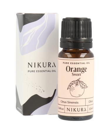 Nikura Pure Sweet Orange Essential Oil | Orange Oil for Diffusers for Home Burner Clean Anxiety Relief Mood Lifting | Great for Cleaning Spray Skin Soap Candle Making | 10ml | Vegan & UK Made Orange (Sweet)