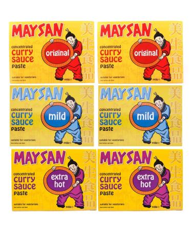 Curry Sauce Paste Bundle with Maysan Original Concentrated Curry Sauce Paste 180g x2 Mild Curry Sauce Paste 180g x2 and Extra Hot Curry Sauce Paste 180g x2 (6 Pack) - Buy Online on GoSupps.com