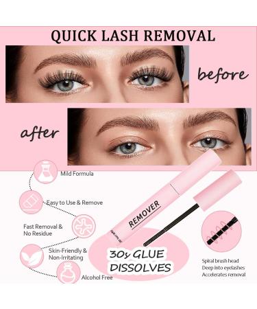 Qiveaory 2Pcs Lash Remover for Lash Extension Cluster Lash Glue Remover Individual Eyelashes Gentle Eye Removal for False Lashes Eyelash Extension Adhesive Remover Self Use at Home - Buy Online on GoSupps.com
