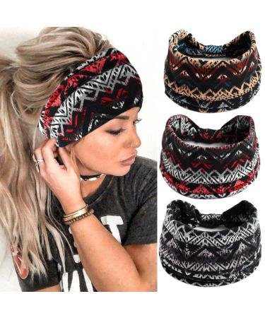 Fashband Boho Wide Headbands Elastic Headband Vintage Flower Hairband Knot Hair Accessories for Women