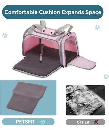 Petsfit Transport Box for Cats & Small Dogs - Foldable Dog Carrier Bag with Shoulder Strap & Expandable Bed - Portable Travel Bag in Pink - Large - Buy Online on GoSupps.com