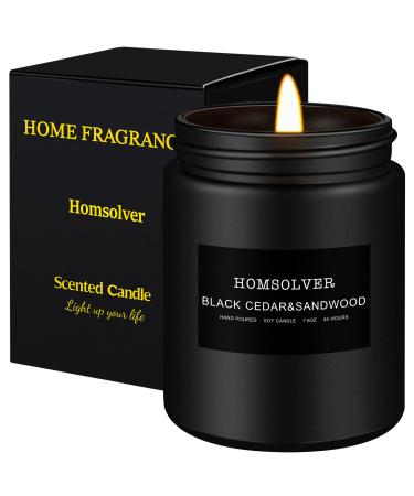 Homsolver Scented Candles, Black Cedar & Sandwood Candles for Men, Candles for Home Scented, Aromatherapy Soy Candles, 50 Hour Burn, Ideal Gifts for Men