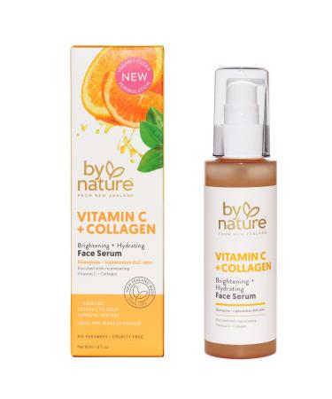 By Nature Vitamin C + Collagen Face Serum - Restore and Energize Tired Skin with Brightening Vitamin C  Plumping Collagen  Plus Texture Enhancing Turmeric - Premium Skin Care Serum for Face - 3fl. oz.