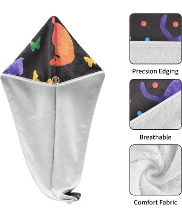 Colorful Cute Cat Microfiber Hair Towels for Women - 2 Pack Quick Dry Turbans for Effortless Hair Drying - Buy Online on GoSupps.com