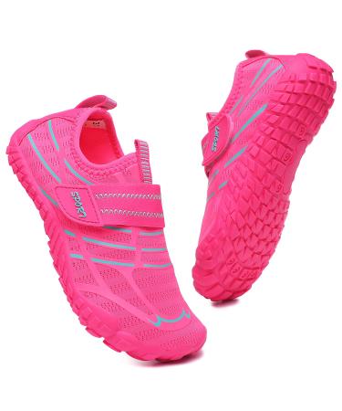 Pidaglobal children water shoes beach shoes boys girls swimming shoes swimming shoes quick-drying aqua shoes light non-slip barefoot sports shoes 34 EU rose red