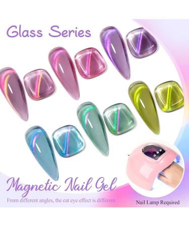 MEET ACROSS Glass Cat Eye Gel Polish Set - Colorful Magnetic UV Nail Polish for DIY Manicure | Soak Off Transparent Gel Kit - Buy Online on GoSupps.com