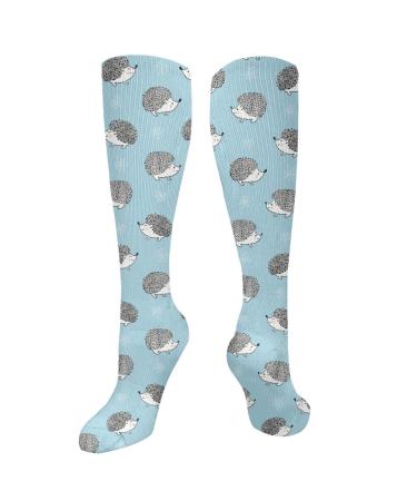 Cute hedgehog compression socks for women and men.The blood circulation of 15-20 mmHg is the best support for sporty running and cycling