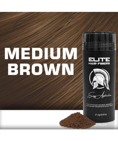 Elite Hair Fibers | All Natural Solution for Instantly Increasing Hair Density | For Men & Women | 27.5g (Medium Brown) - Buy Online on GoSupps.com