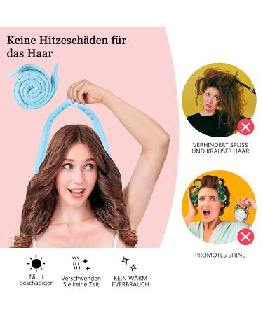 Heatless Lock Winder Curls - 60 Extra-Long Overnight Curlers for Medium & Long Hair - DIY Hair Curler Set in Blue - Buy Online on GoSupps.com