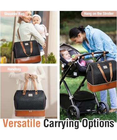 Lekebaby Large Baby Changing Bag Bundle | Mom and Dad Maternity Bag with Organizers and Changing Mat | Quilted Black Design - Buy Online on GoSupps.com