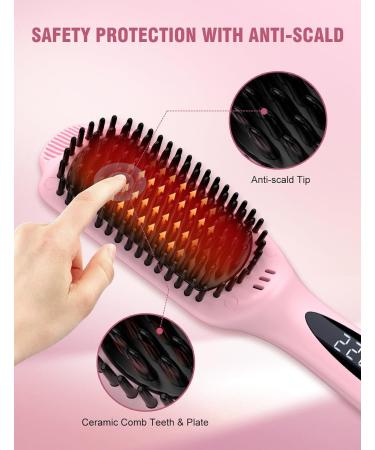FOCALA Heated Hair Straightener Brush | Ceramic Negative Ionic Hot Brush for Women - Fast Heating Reduces Frizz Dual Voltage - Buy Online on GoSupps.com