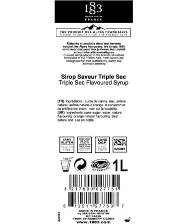 1883 Maison Routin Premium Triple Sec Flavoured Syrup 1L - Ideal for Cocktails & Mocktails - Buy Online on GoSupps.com