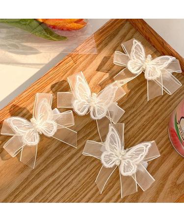 hgnxa Butterfly Hair Clip Women Butterfly Barrettes Butterfly Hairpin w Hair Clip w Barrettes wknot Side Clip Bangs Clip White - Buy Online on GoSupps.com