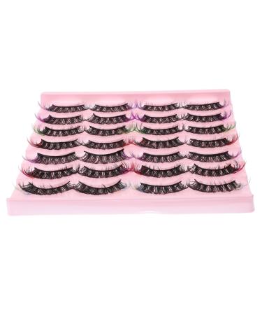 minkissy 14 Pairs False Eyelashes Fake Lashes Fake Eyelashes Cluster Lashes Fluffy Eyelashes Colored Lashes Makeup Eyelashes Individual Lashes Color Lashes Extend Imitation Multi-layer