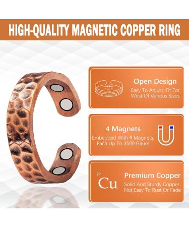 3500 Gauss Arthritis Copper Ring with 4 Strong Magnets - Effective Relief for Arthritis & Finger Pain | Magnetic Field Therapy for Rheumatism & Lymphatic Drainage - Buy Online on GoSupps.com