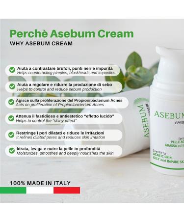 Asebum Cream | Anti-Acne Cream | Fights Acne Pimples Blackheads | Face Cream for Oily and Acneic Skin| Eliminates Sebum | Mattifying Effect | 95% Natural - Buy Online on GoSupps.com