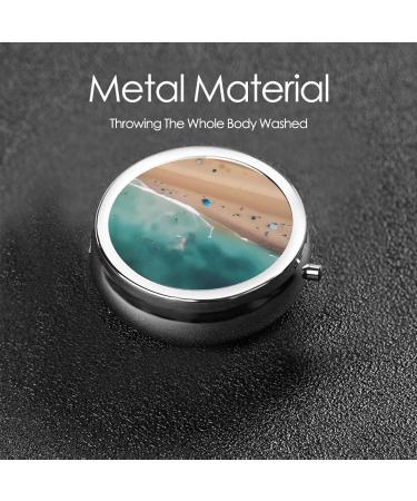 Portable 3 Compartment Round Pill Box Organizer - Aerial View Beach Design for Travel - Buy Online on GoSupps.com