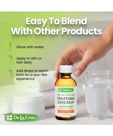 De La Cruz Vegetable Glycerin 100% Pure Liquid Glycerine USP Grade for Hair Skin and DIY Projects Glass Bottle 2 FL.OZ. (3 Bottles) - Buy Online on GoSupps.com