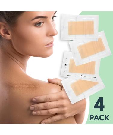 Reusable Silicone Scar Sheets for Surgical Scars | Pack of 4 | Soft Silicone Scar Removal Tape for C-Section Keloid & Burn Scars - Travel Size 1.6 x 3 Inches - Buy Online on GoSupps.com