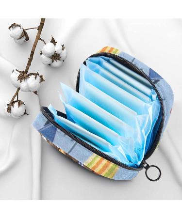 Colorful Beach-Themed Menstruation Pad Bag with Zipper for Women & Girls - Stylish Tampon & Napkin Storage - Buy Online on GoSupps.com