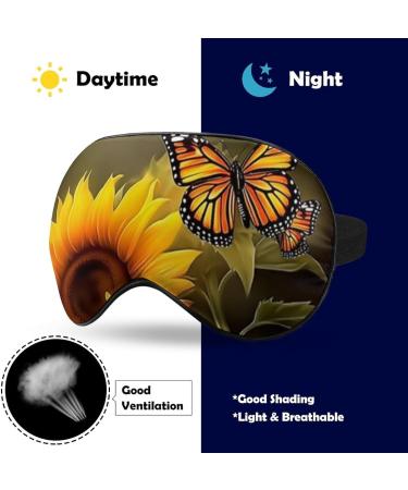 Sunflower Butterfly Sleep Eye Mask with Elastic Strap for Women Men - Perfect for Sleep, Travel, and Nap - Buy Online on GoSupps.com