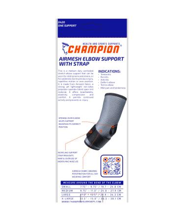 Champion Elbow Brace - Adjustable Compression Support Strap | Airmesh Fabric | Grey X-Large | Best International Shipping - Buy Online on GoSupps.com