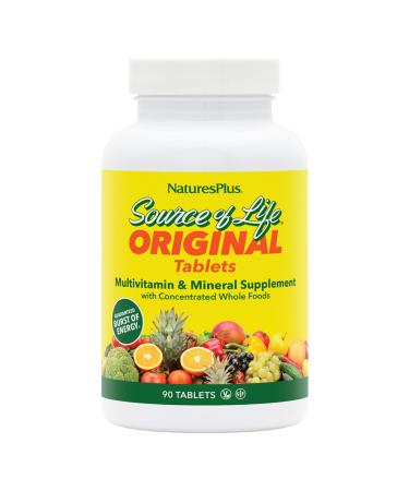 NaturesPlus Source of Life - 90 Tablets Pack of 2 - Multivitamin & Mineral Supplement with Concentrated Whole Foods - Gluten Free Vegetarian - 60 Total Servings 90 Count (Pack of 2)