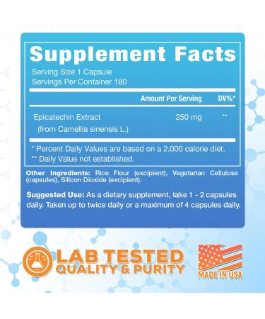Epicatechin Extract Capsules 250mg - 180 Count | Supports Muscle Growth Nitric Oxide & Myostatin Inhibition | International Shipping Available - Buy Online on GoSupps.com