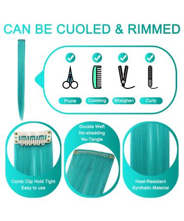 XirrwWh 9-Piece 21-Inch Clip-In Hair Extensions for Women - Multicolored Turquoise Party Highlights & Accessories - Buy Online on GoSupps.com