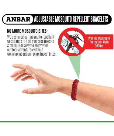 Anbar Leather Mosquito Repellent Bracelets for Adults and Kids 12 Pack Deet Free All-Natural Anti-Mosquito Tick and Insect Essential Oils 300-Hour Waterproof Outdoor Protection (Solid) - Buy Online on GoSupps.com