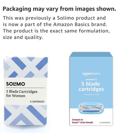 Amazon Basics 5-Blade Razor Refills for Women - 6 Pack - Fits Amazon Basics Handles - Formerly Solimo - Buy Online on GoSupps.com
