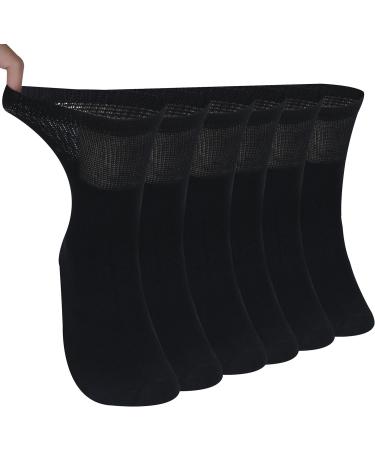 Sunew Diabetic Socks for Men - 6 Pairs Black Crew Socks (Size L) | Comfortable & Supportive International Shipping - Buy Online on GoSupps.com