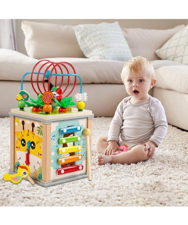 7-in-1 Wooden Montessori Motor Cube - Activity Center for Babies 1 Year & Up | Best Educational Wooden Toys for Kids - Buy Online on GoSupps.com