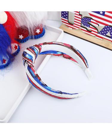 Lanmerry Knotted Headband for Women's Hair 4th of July Hair Accessories Thick Headbands Sequins Kids Headbands Hair Bands Sparkly Headbands Girls Fashion Gifts 0-Red White Blue - Buy Online on GoSupps.com