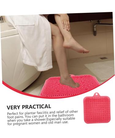 Fomiyes Silicone Foot Massage Cushion | Suction Bath Foot Scrubber & Washer | Pink PVC Foot Pillow for Shower Cleaning (26.5x23x3.5cm) - Buy Online on GoSupps.com