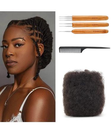 Cosrtemilocs Afro Kinky Bulk Human Hair 8 Inch Pack of 2 100% Natural Braiding Hair for Dreadlocks Locs Repair Extension Twists Braids with Crochet Hook and Comb 8 Inch (Pack of 2)