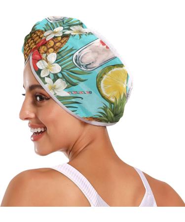 Super Absorbent Pineapple Blue Hair Towels 2 Pack | Quick Dry Hair Turbans for Women & Girls - Buy Online on GoSupps.com