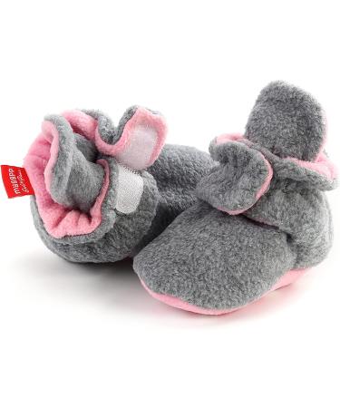 TMEOG Baby Booties Slippers | Infant First Walking Shoes | Winter Sock Crib Shoes for Boys Girls 0-18 Months | Light Grey Pink Furry | 6-12 Months - Buy Online on GoSupps.com