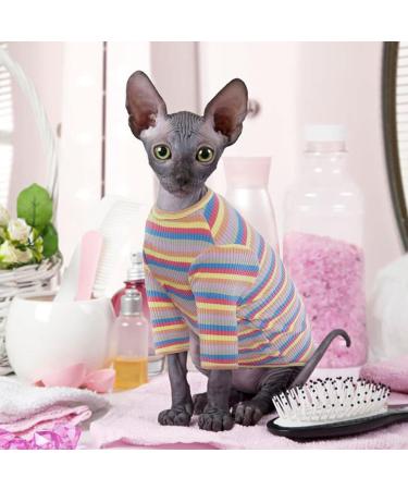Breathable Cotton Summer T-Shirts for Hairless Cats | Soft Skin-Friendly Clothing for Sphynx Cornish Rex Devon Rex | Violet Pajama Jumpsuit (M: 5.5-6.6lbs) - Buy Online on GoSupps.com