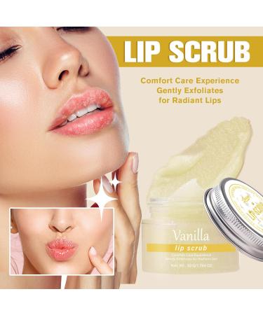 Natural Lip Scrub - Moisturizing Vanilla Sugar Scrub for Dry Lips | Exfoliating Lip Scrubber with Essential Oils | 1.76 Oz - Buy Online on GoSupps.com