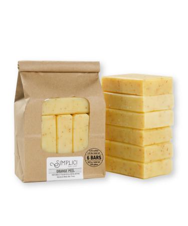Orange Peel Natural Soap (exfoliating + pure essential oils) 6 Bar Value Bag. Palm Free.