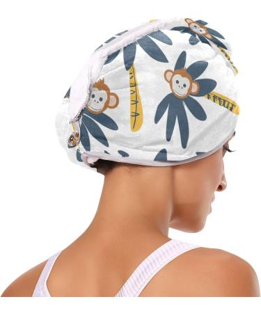 Monkeys on Tree Hair Towel 2 Pack | Super Absorbent Quick Dry Hair Turbans for Women & Girls - Ultimate Hair Drying Solution - Buy Online on GoSupps.com