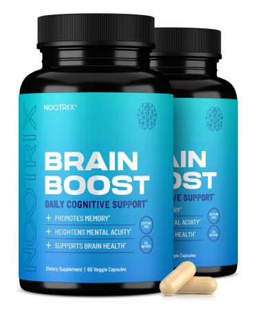 Nootrix Brain Boost Nootropic Supplement | Supports Memory Mental Focus Cognitive Health & Energy | Promotes Healthy Mood & Brain Function | Ginkgo Biloba & DMAE | 120 Capsules 2 Pack