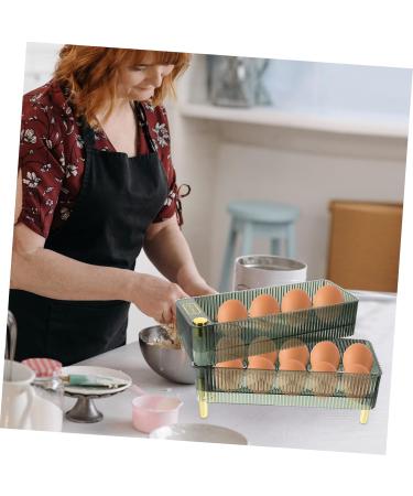 Box Camping Egg Holder Deviled Egg Holder Refrigerator Household Egg Container Tall Feet re-usable Green 26.5X16X10CM - Buy Online on GoSupps.com
