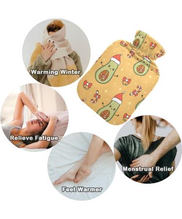 NAANLE Avocado Christmas Hot Water Bottle - 1L Transparent Warmth with Santa Claus Hat for Bed and Heat Therapy - Buy Online on GoSupps.com