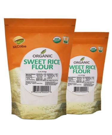 McCabe Organic Sweet Rice Flour, 1 lb (16 oz) (2 Packs), USDA Certified Organic, Product of USA, CCOF Certified(California Certified Organic Farmers) 2 Pound (Pack of 2)