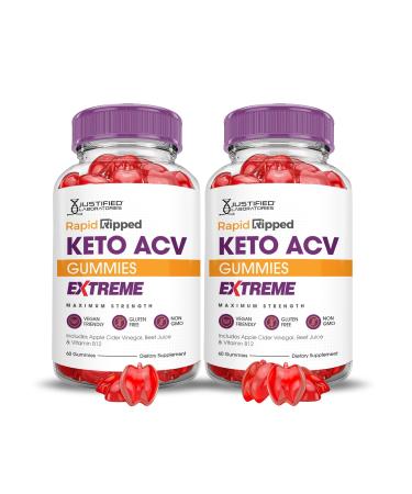 Justified Laboratories (2 Pack Rapid Ripped Keto ACV Gummies Extreme 2000MG Rapidripped Keto Gummies Apple Cider Vinegar Formulated with Pomegranate Beet Juice Powder B12 Vegan Non GMO 120 Gummys 60 Count (Pack of 2)