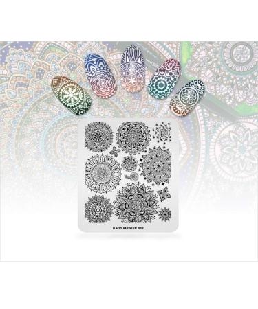 4pcs Nail Art Stamping Plates - Geometric Texture Wreath Pattern Templates for DIY Nail Design | International Shipping Available - Buy Online on GoSupps.com