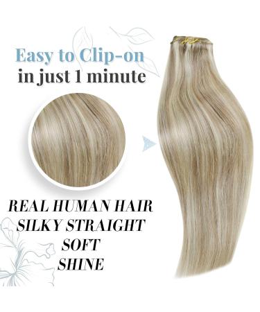 Runatur 25cm Clip-In Real Hair Extensions - Brown Blonde Highlights 7 Pieces 80g - Affordable Seamless Extensions #8P60 - Buy Online on GoSupps.com