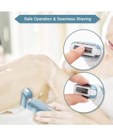 Brori Electric Lady Shaver - Women's Razor Bikini Trimmer | Wet & Dry, Rechargeable, Cordless, LED Light, Blue - Buy Online on GoSupps.com